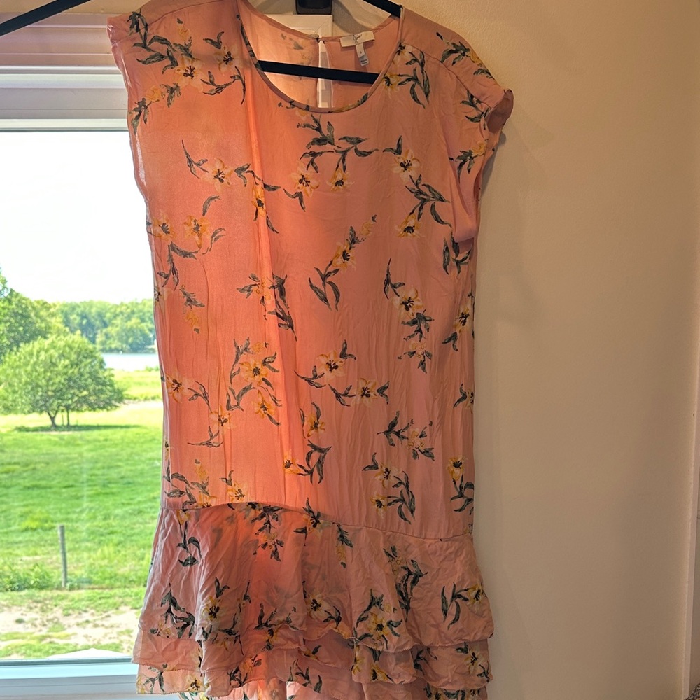 Pink and yellow floral 100% silk Joie dress